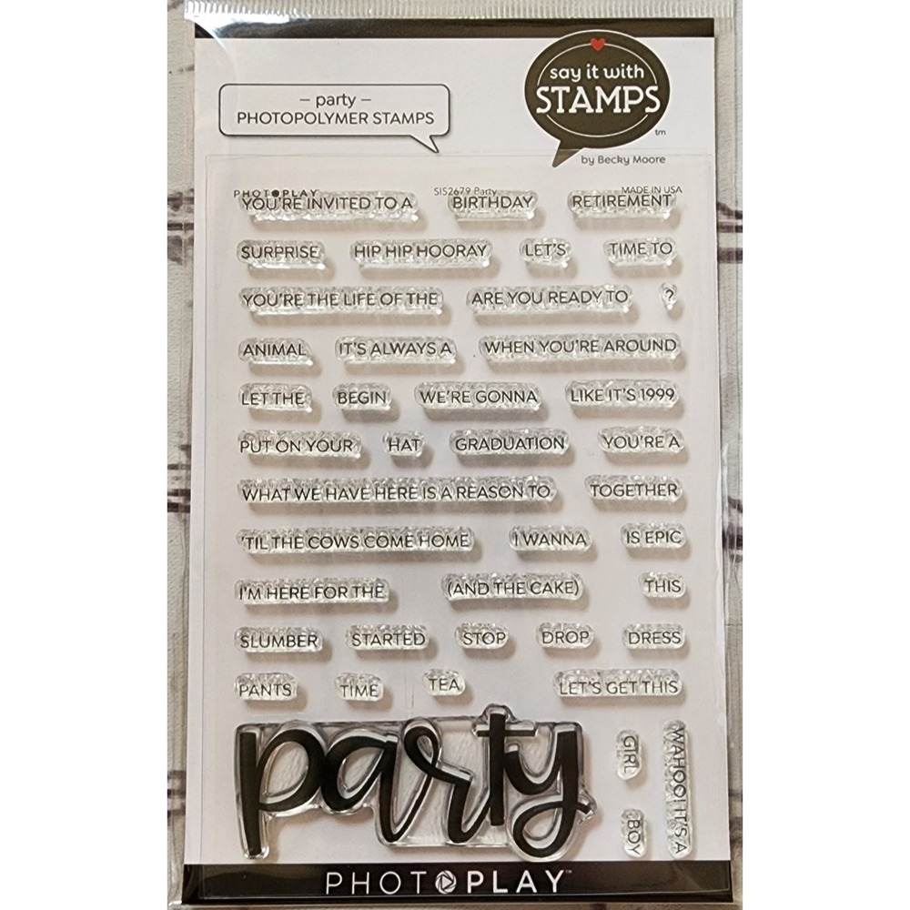 Photoplay - Party - Say it with Stamps Set - Card Birthday Grad Celebrate
